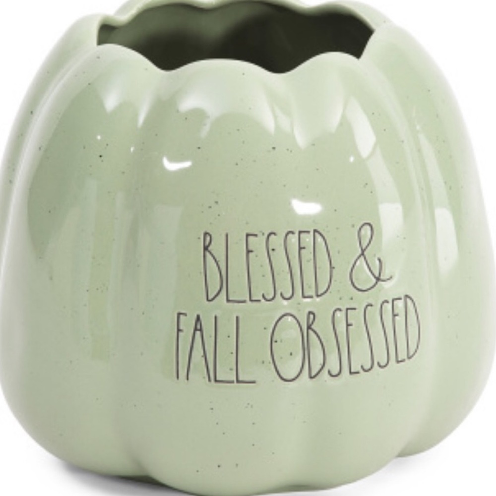 Rae Dunn-Sage green pumpkin planter